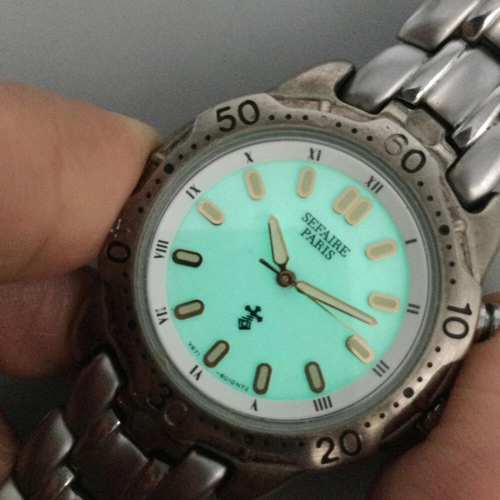 Seiko Alba Sefaire Paris Mens Watch 37mm Silver Tone V671-6010 New Battery 6.5